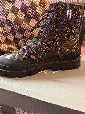 Circus Black Snake-Print Combat Boot